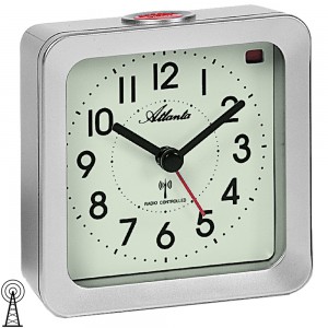 Atlanta Wecker Funk Funkwecker silbern eckig mit Licht Snooze