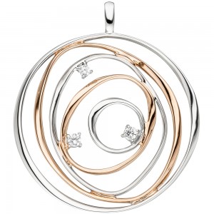 JOBO Anhänger 925 Sterlingsilber bicolor vergoldet 3 Zirkonia