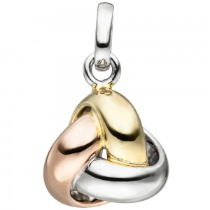 JOBO Anhänger Knoten 925 Sterlingsilber triolor vergoldet dreifarbig