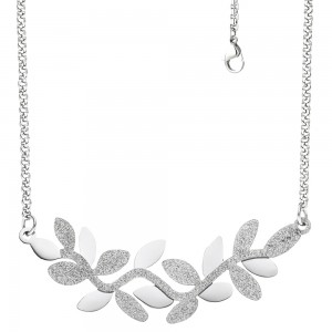 JOBO Collier Halskette Blätter Edelstahl mit Glitzereffekt 46cm Kette
