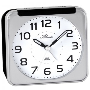 Atlanta Wecker Quarz analog silbern leise ohne Ticken mit Licht Snooze
