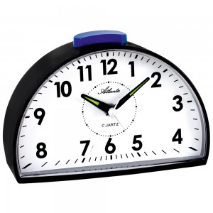 Atlanta Wecker Quarz analog schwarz halbrund mit Glockensignal
