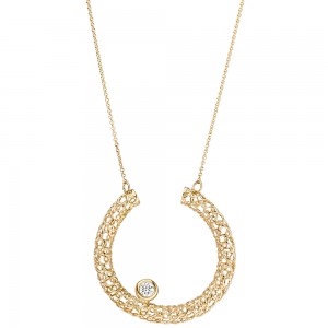 Collier Halskette 750 Gelbgold 1 Diamant Brillant 45cm