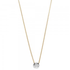 Collier Kette mit Anhänger 750 Gelbgold Weißgold bicolor 1 Diamant Brillant