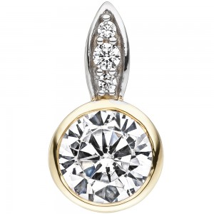 JOBO Anhänger 375 Gelbgold bicolor 4 Zirkonia