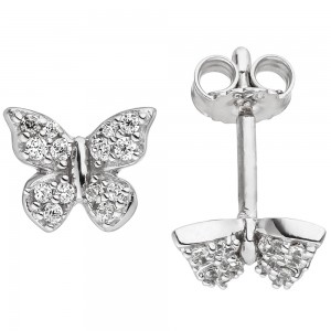 JOBO Ohrstecker Schmetterling 925 Silber mit Zirkonia Ohrringe