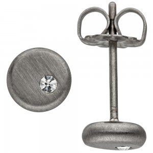 JOBO Ohrstecker rund aus Titan matt mit SWAROVSKI® ELEMENTS Titanohrstecker 5,8mm