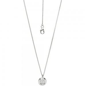 Collier Kette mit Anhänger 585 Weißgold 15 Diamanten Brillanten 43cm