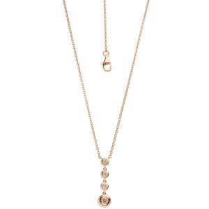 Collier Kette mit Anhänger 585 Rotgold 4 Diamanten Brillanten 44cm