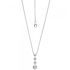 Collier Kette mit Anhänger 585 Weißgold 4 Diamanten Brillanten 43cm