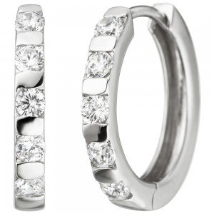 JOBO Creolen 925 Sterlingsilber 10 Zirkonia Ohrringe