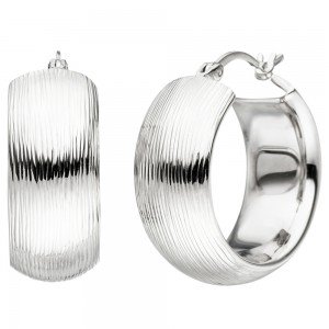 JOBO Creolen breit 925 Sterlingsilber mit Struktur Ohrringe