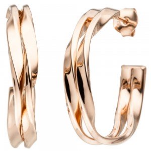 JOBO Halbcreolen 925 Sterlingsilber rotgold vergoldet Ohrringe Creolen
