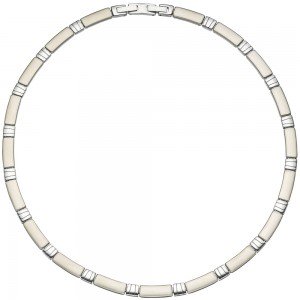 JOBO Collier Halskette Halsreif Edelstahl teil matt 47cm Kette