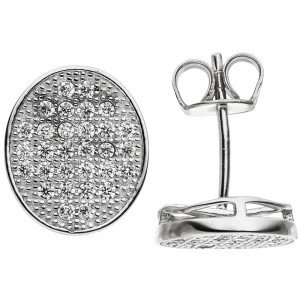 JOBO Ohrstecker oval 925 Sterlingsilber 60 Zirkonia Ohrringe