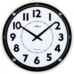 Atlanta Wanduhr Quarz analog rund leise geräuscharm mit Glas