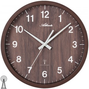 Atlanta Wanduhr Funk analog braun dunkelbraun Holz-Optik