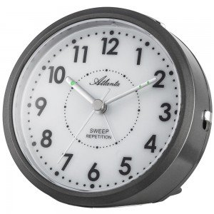 Atlanta Wecker Quarz analog anthrazit leise ohne Ticken mit Licht
