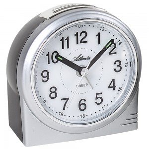 Atlanta Wecker Quarz analog silbern leise ohne Ticken mit Licht Snooze