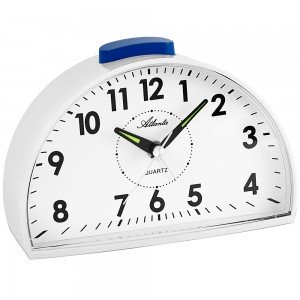 Atlanta Wecker Quarz analog weiß halbrund mit Glockensignal