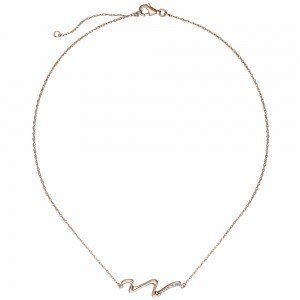 JOBO Collier Halskette 925 Sterlingsilber rotgold vergoldet mit 6 Zirkonia 45cm