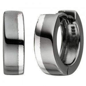 JOBO Creolen 925 Sterlingsilber schwarz bicolor Ohrringe