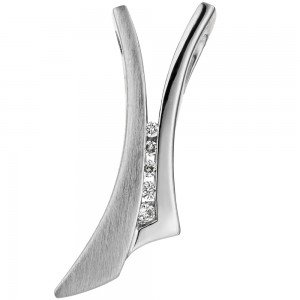 JOBO Anhänger 585 Weißgold teil matt 5 Diamanten Brillanten