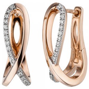 Creolen 585 Rotgold 34 Diamanten Brillanten Ohrringe