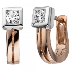 JOBO Creolen 375 Rotgold 2 Zirkonia Ohrringe