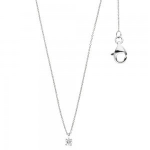 Collier Kette mit Anhänger 585 Weißgold 1 Diamant Brillant 45cm