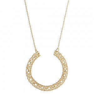 Collier Kette mit Anhänger Geflecht 750 Gelbgold 45cm