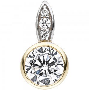 JOBO Anhänger 375 Gelbgold bicolor 4 Zirkonia