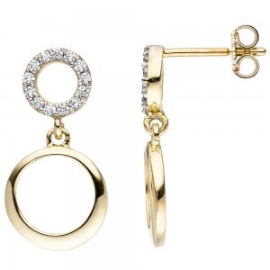 JOBO Ohrhänger 375 Gelbgold 26 Zirkonia Ohrringe Ohrstecker