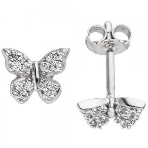 JOBO Ohrstecker Schmetterling 925 Silber mit Zirkonia Ohrringe