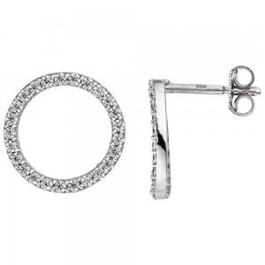 JOBO Ohrstecker rund 925 Silber mit Zirkonia Ohrringe 12,2mm