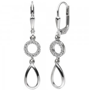 JOBO Ohrhänger 925 Sterlingsilber 26 Zirkonia Ohrringe Boutons
