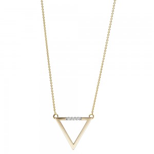 Collier Halskette Dreieck 585 Gelbgold 5 Diamanten Brillanten 42cm Kette