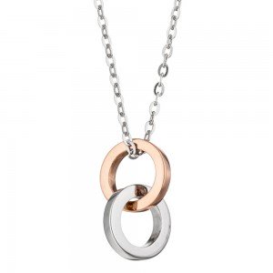 JOBO Collier Kette mit Anhänger 375 Weißgold Rotgold bicolor 45cm Halskette