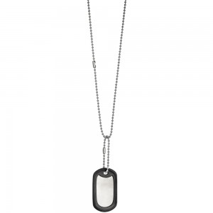 JOBO Collier Kette mit Anhänger Dog Tag aus Edelstahl mit Silikon 50cm Gravurplatte