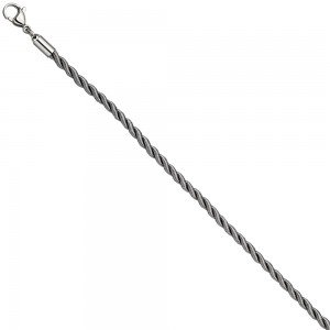 Halskette Kette Nylonkordel grau 50cm mit Karabiner aus Edelstahl