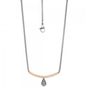 Collier Kette mit Anhänger Edelstahl rotgold farben beschichtet 11 Zirkonia