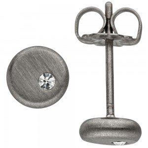 JOBO Ohrstecker rund aus Titan matt mit SWAROVSKI® ELEMENTS Titanohrstecker 5,8mm