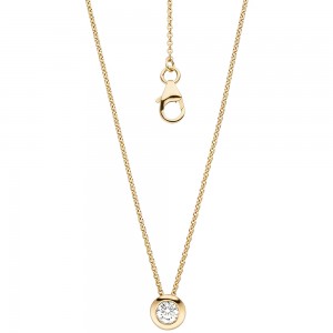 Collier Kette mit Anhänger 585 Gelbgold 1 Diamant Brillant 45cm