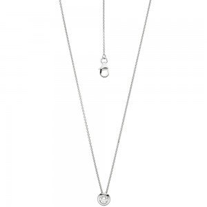 Collier Kette mit Anhänger 585 Weißgold 1 Diamant Brillant 45cm