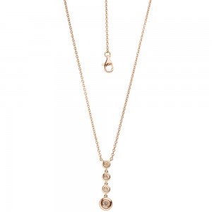 Collier Kette mit Anhänger 585 Rotgold 4 Diamanten Brillanten 44cm