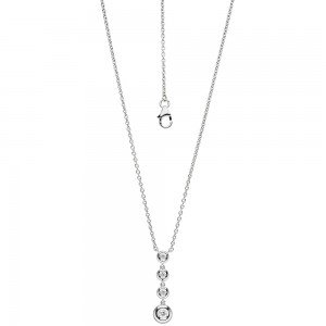 Collier Kette mit Anhänger 585 Weißgold 4 Diamanten Brillanten 43cm