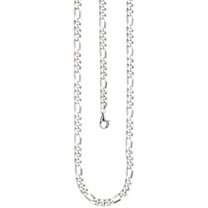 Figarokette 925 Silber diamantiert 50cm Karabiner