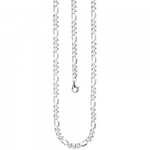 Figarokette 925 Silber diamantiert 60cm Karabiner