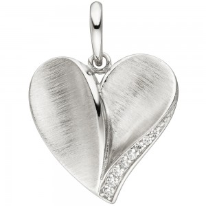 JOBO Anhänger Herz 925 Silber teil matt 8 Zirkonia