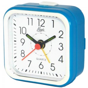 Magic Wecker Quarz analog weiß blau eckig einfach schlicht
